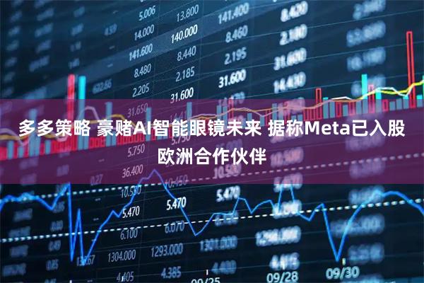 多多策略 豪赌AI智能眼镜未来 据称Meta已入股欧洲合作伙伴